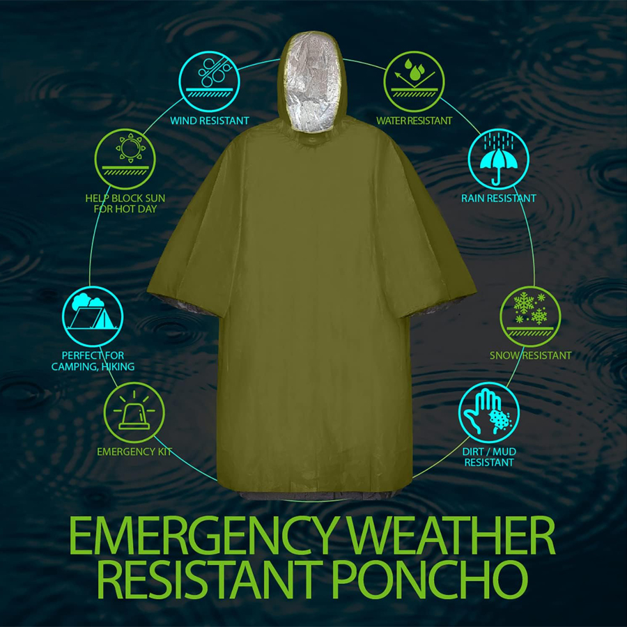 ZHUOHUA 5 Pack Emergency Survi - đánh giá và giá Emergency Poncho Rain